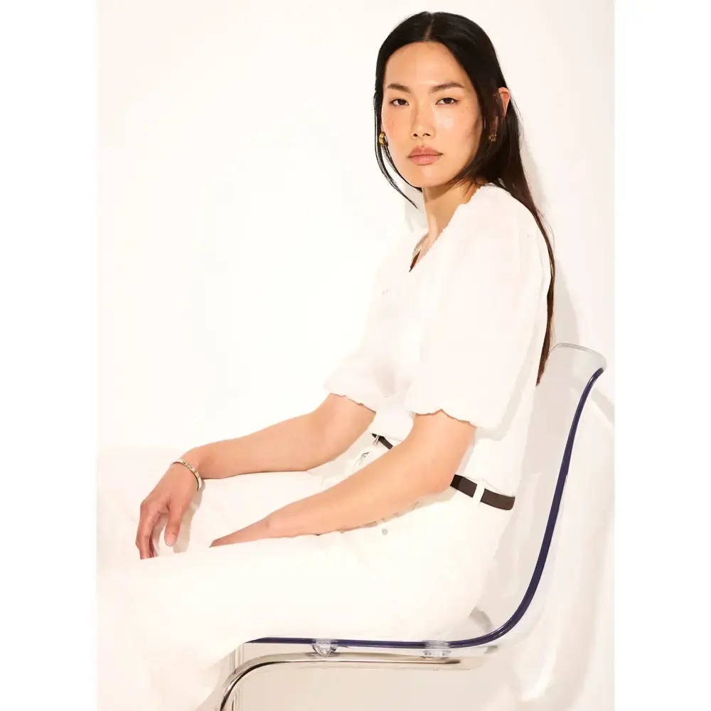 Mint Velvet White Cotton Puff Sleeve Top